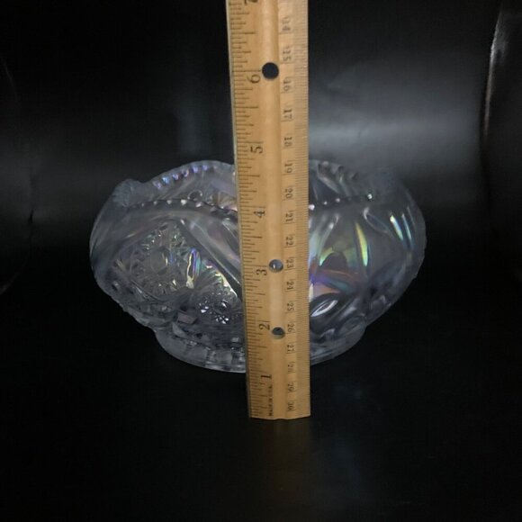 LE Smith Clear Carnival Iridescent Glass Hobstar Pattern Design Bowl - Picture 6 of 8